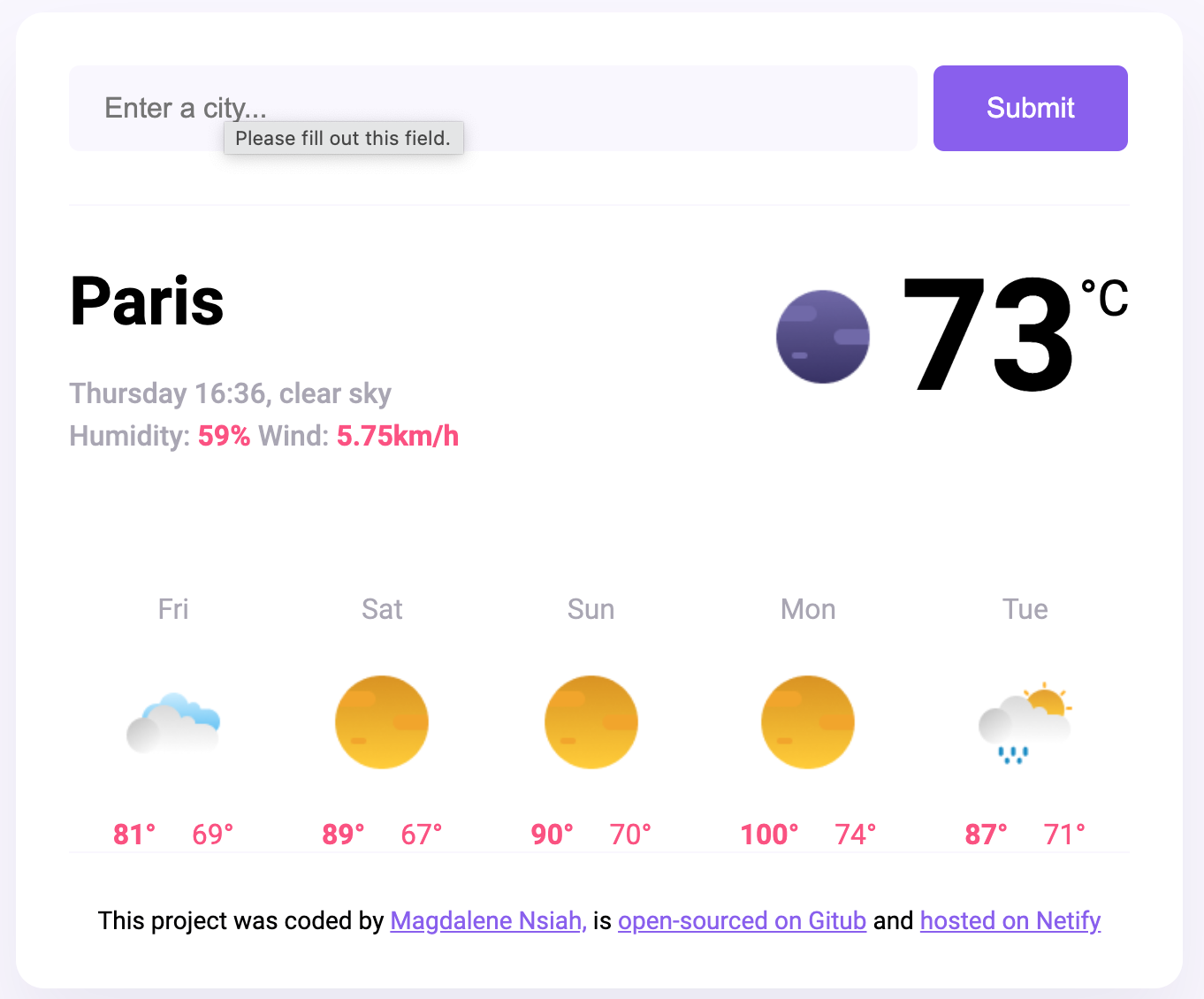 Weather Project app preview